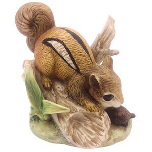 Vtg Homco Woodland Friends Chipmunk & Turtle Ceramic Hand Painted Figurine 8882